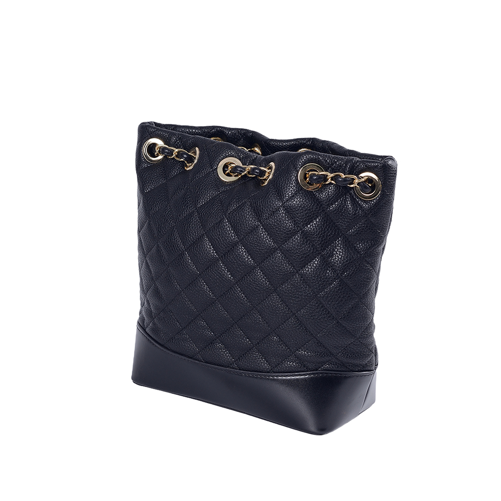 Klassischer Damenrucksack mit schwarzer Goldkette, lässige, hochwertige Ledertasche