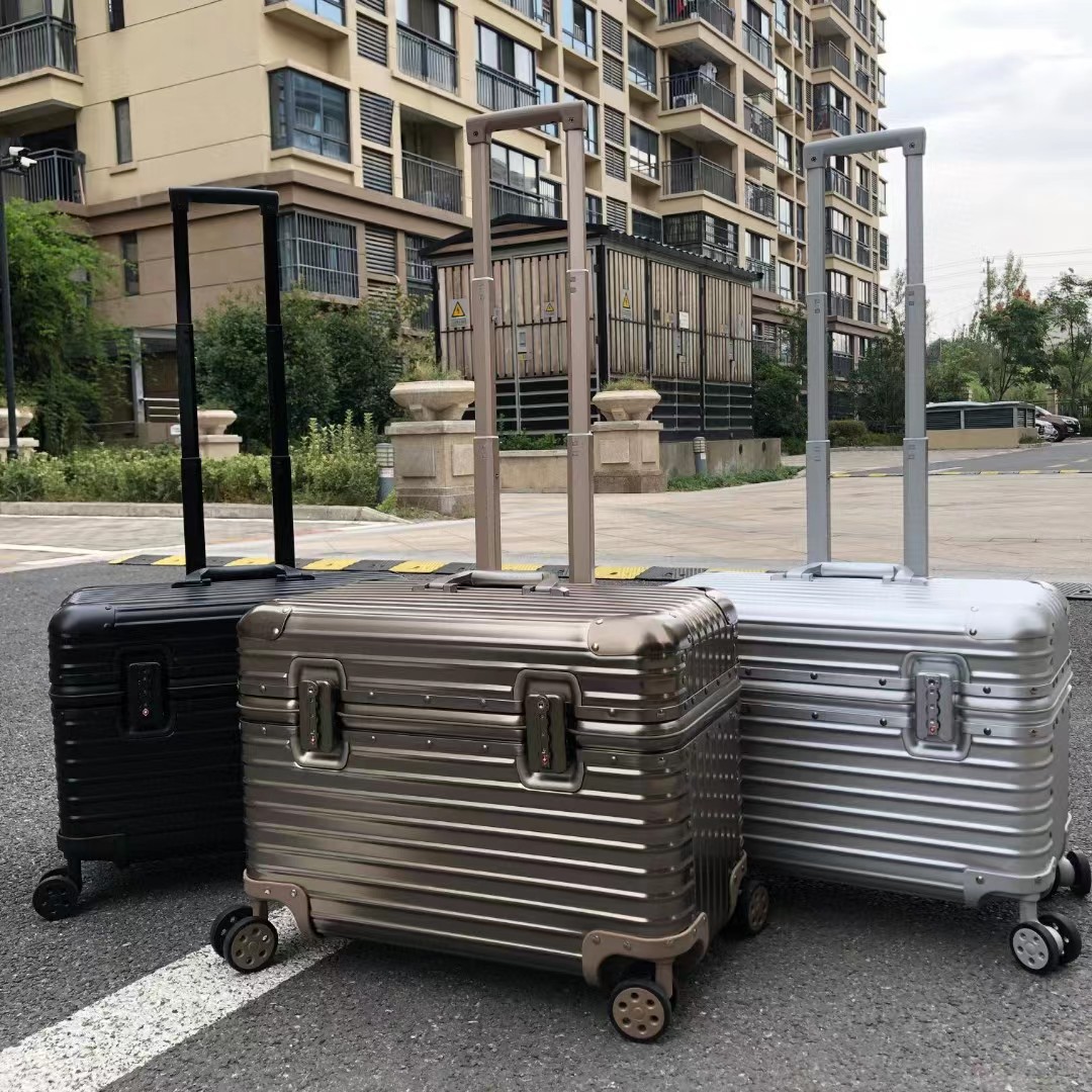 18 Zoll hochwertiger Aluminium-Trolley-Gepäckkoffer mit Sicherheits-Zahlenschloss, tragbarer Koffer für Geschäftsreisen